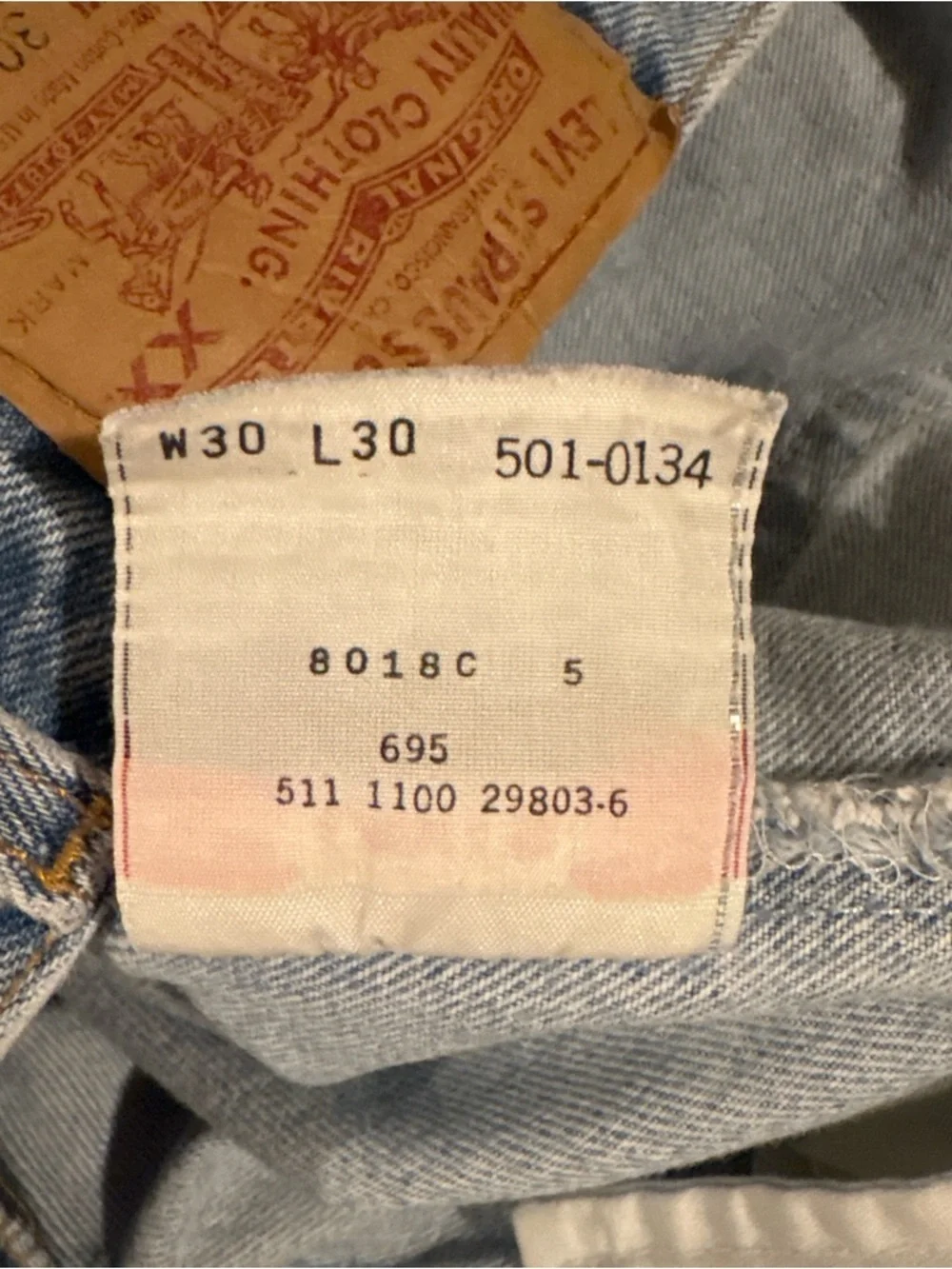 Vintage Levis 501 Jeans Demin Button Fly Light Wash 28x27 Straight Leg Made USA
